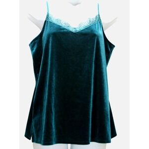 Grace and Lace Velvet Babydoll Camisole Womens M Green Romantic Y2K Evening Top